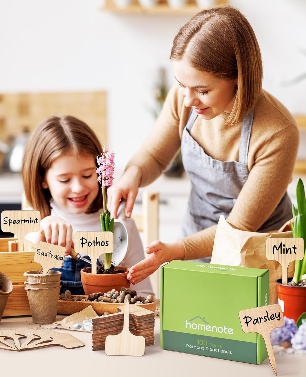 Homenote Bamboo Plant Labels 100Pcs Plant Tags for Seedling T-Type Tags for Plants Outdoor Garden Markers Vegetable Seedling(2.36 * 4“)-VerdiqueGarden