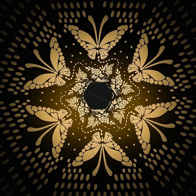 2 Pack Butterfly Solar Lanterns Outdoor Waterproof - Birthday Gifts for Women, Mom, Butterflies Solar Lights Outdoor Hanging Garden Decor for Outside, Patio, Outdoor, Yard, Lawn, Balcony-VerdiqueGarden