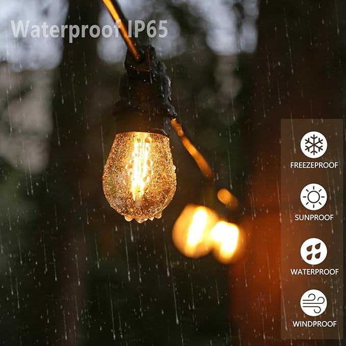 S14 Replacement LED Light Bulbs, Shatterproof & Waterproof 2W S14 LED Bulbs, Outdoor String Lights , E26 Base Patio Edison LED Light Bulbs, Warm White 2200K Plastic 150ML Non-Dimmable 48 Pack-VerdiqueGarden