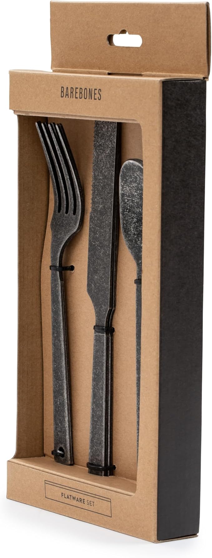 Barebones Flatware Silverware Set - Formal Camping Utensils - Stainless Steel Cutlery Set of 6 - Camping Utensil Set with Forks, Knives, and Spoons (Matte Black)-VerdiqueGarden