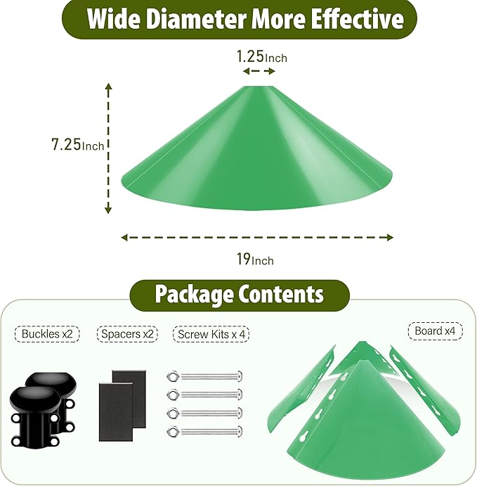 Squirrel Baffle for Bird Feeder Pole, 19-Inch Outdoor Bird Feeder Guard, Squirrel-Proof Birdhouse Baffles, Shepherd's Hook for Outside(LightGreen)-VerdiqueGarden