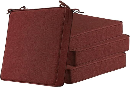 Sunbrella Square Corner Seat Cushions, 19" x 19" x 3", Set of 4, Indoor Outdoor Water Repellent Universal Chair Pads with Ties for Patio Furniture, Garden Dining Chairs, Spectrum Brick-VerdiqueGarden
