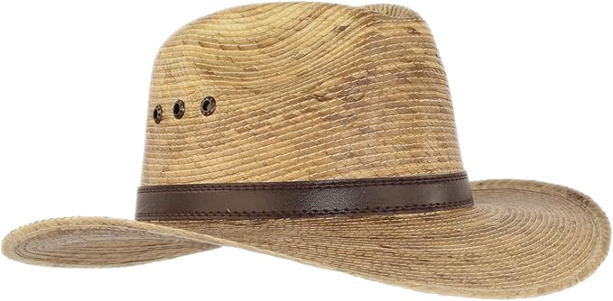 Palm Leaf Straw Trilby Wide Brim Fedora Golf Sun Hat for Men or Women, UV UPF Protection Natural-VerdiqueGarden