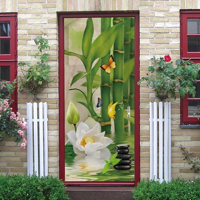 3D Peel and Stick Wall Murals - Bamboo - Self-Adhesive Removable PVC Waterproof Door Poster for Bedroom Living Room 31.5" x 78.7"-VerdiqueGarden