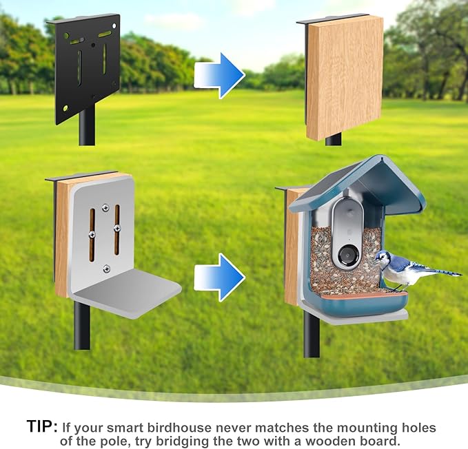 QwayHome【New Upgrade】 80In Smart Bird House Poles, 1Inch Dia Poles, Outdoor Bird Feeder Pole Mount Kit for Smart Bird Feeder & Wooden Birdhouse & Weather Station, Heavy Duty, Adjustable, 5-Prong Base-VerdiqueGarden