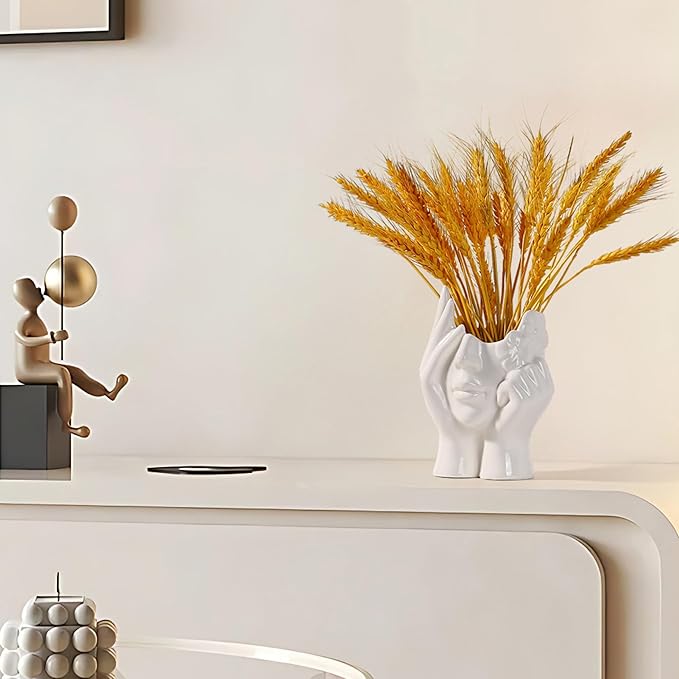 BrownLove Ceramic Face Vase White Flower for Decor Female Form Art Vase Modern Decorative Centerpiece for Table Shelf Living Room Office Bedroom-VerdiqueGarden