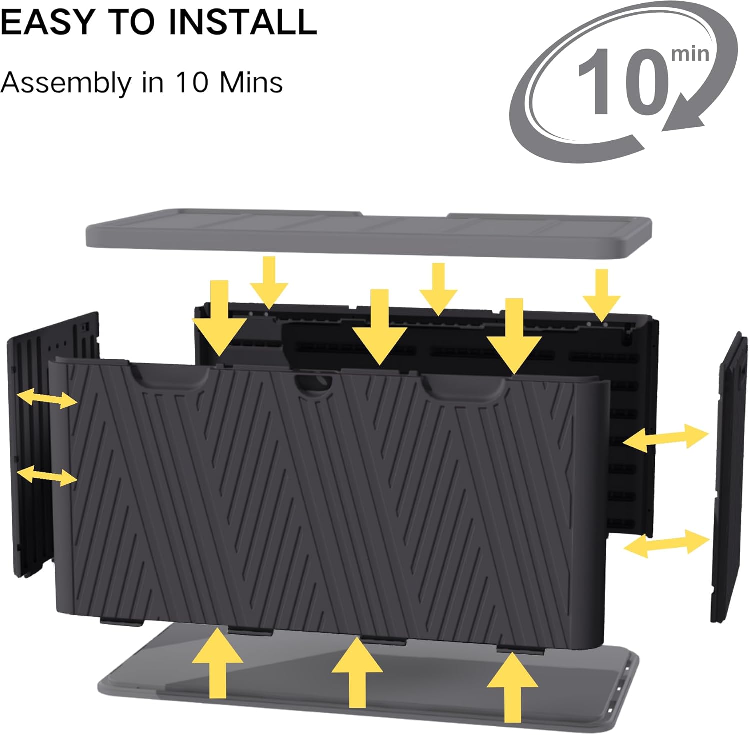 Kingdura 110 Gallon Outdoor Storage Box, Waterproof Resin Deck Box for Indoor and Outdoor Use, Lockable Storage Container for Patio Furniture Cushions Garden Tools (Black, 110 Gallon)-VerdiqueGarden