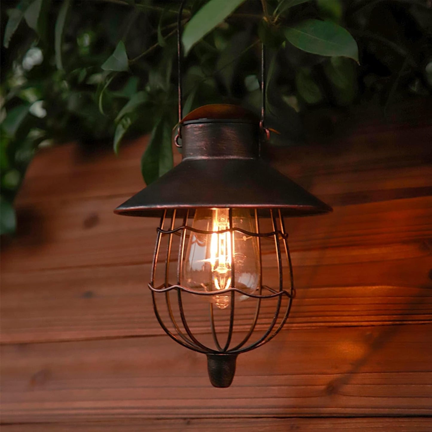 YAKii 2 Pack Solar Lantern Hanging Waterproof Outdoor Metal Solar Lamp with Warm White Light Decorate for Yard Garden Pathway Patio Porch Decor (Antique Copper)-VerdiqueGarden