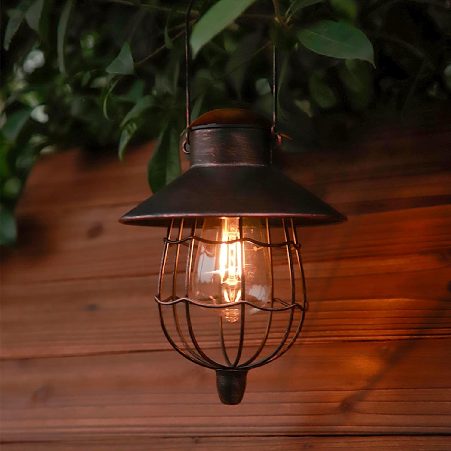 YAKii 2 Pack Solar Lantern Hanging Waterproof Outdoor Metal Solar Lamp with Warm White Light Decorate for Yard Garden Pathway Patio Porch Decor (Antique Copper)-VerdiqueGarden