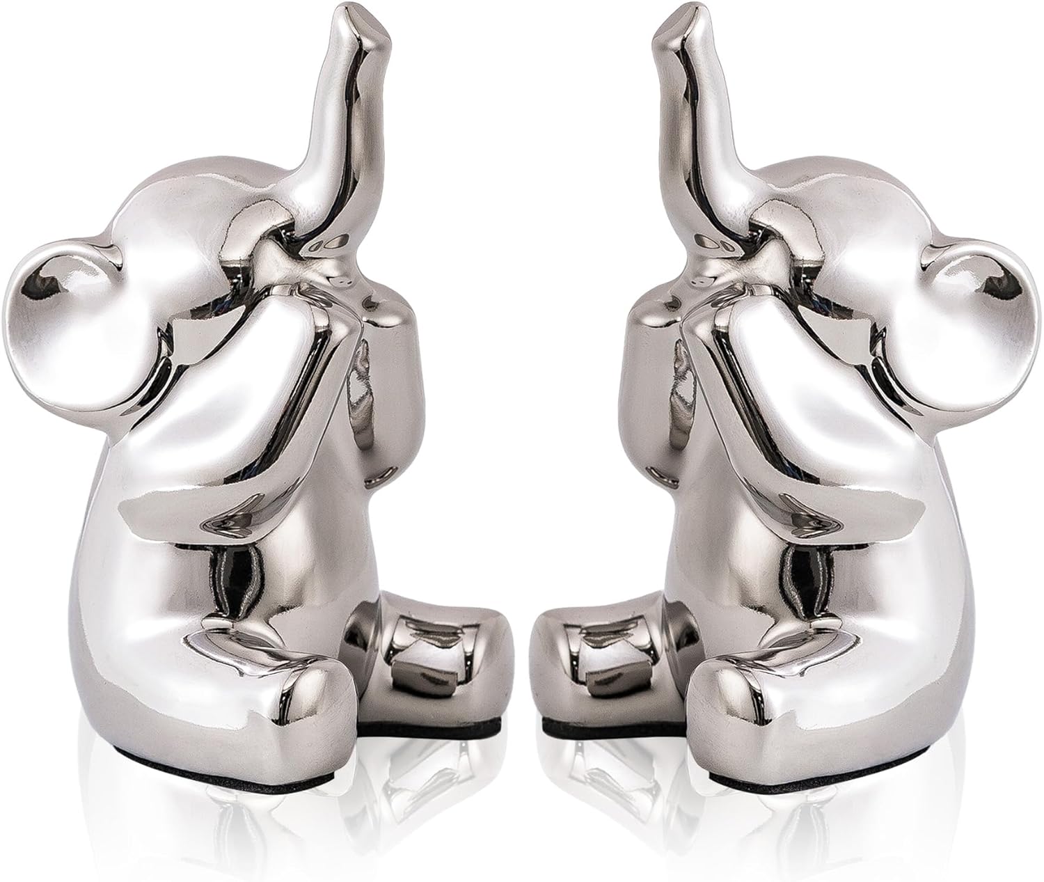 Loving Pair of Small Silver Elephant Statues Silver Home Decor Modern Boho Style Figurine Decorative Ornaments for Living Room, Bedroom, Office Desktop, Cabinets, Shelf-VerdiqueGarden
