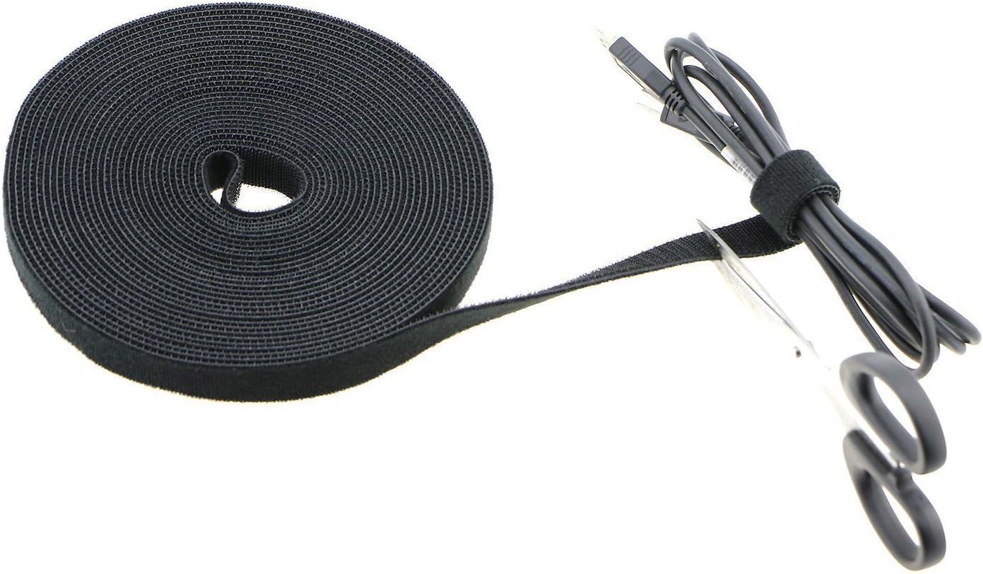 Reusable Fastening Tape Cable Ties 3/4 Inch Double Side Hook Roll (25 Yard, Black Upgraded Version)-VerdiqueGarden