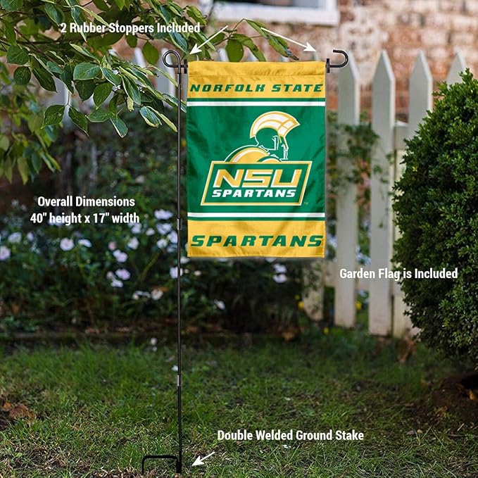 College Flags & Banners Co. Norfolk State Spartans Garden Flag with Stand Holder-VerdiqueGarden