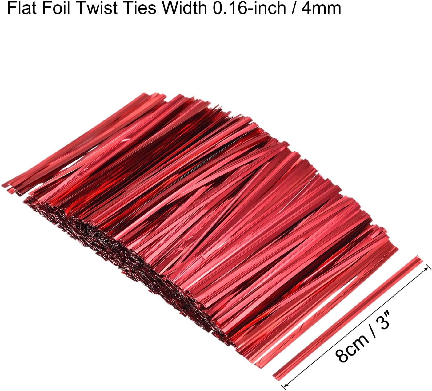 MECCANIXITY Foil Twist Ties 3" 8cm Metallic Plastic Closure Tie for Tying Bread, Candy, Cookies, Gift Bags Arts Crafts Ties Red Pack of 750-VerdiqueGarden