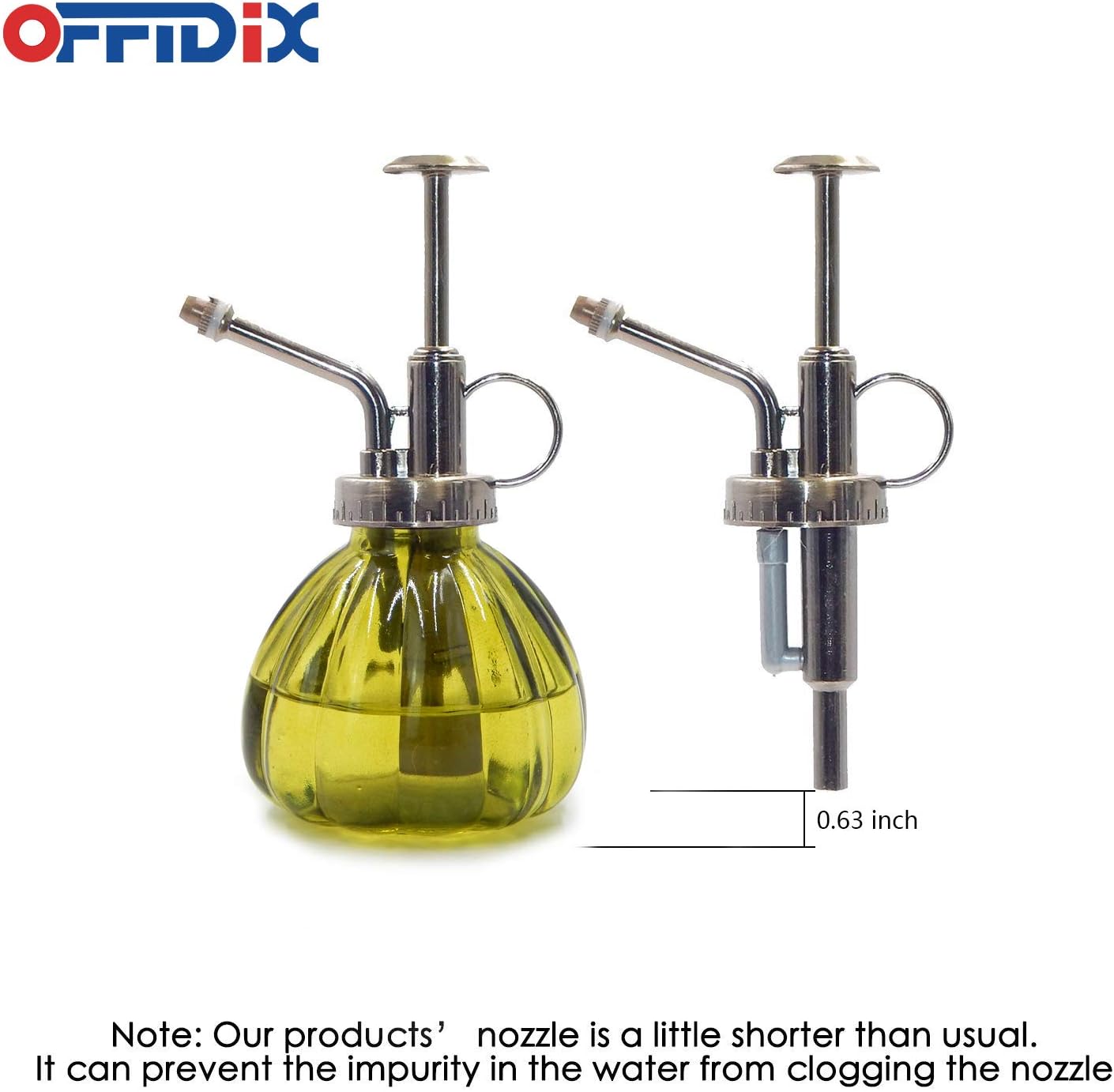 OFFIDIX Plant Mister,Glass Spray Bottle Small Watering Can Indoor 6.3" Tall Vintage Pumpkin Style Plastic Top Pump One Hand Mister Spray Bottle for Indoor Potted Plants (Olive Green)-VerdiqueGarden
