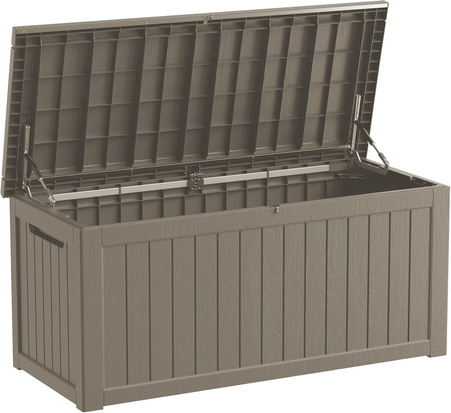 230 Gallon Double-Wall Resin Deck Box - Lockable Waterproof Outdoor Storage Box, 1000lbs Capacity & Doubles as Seating for Patio Furniture - Garden Tools, Pool Accessories (Brown)-VerdiqueGarden