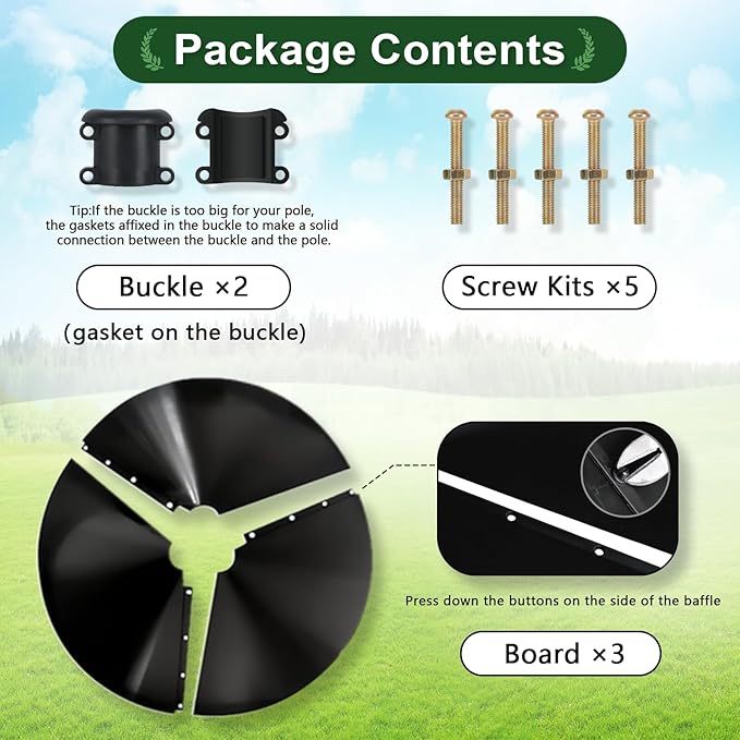 Gtongoko 19 Inch Squirrel Baffle for Bird Feeder Pole Squirrel Guards for Shepherds Hook Stopper for Bird Feeders Black 1 Pack-VerdiqueGarden