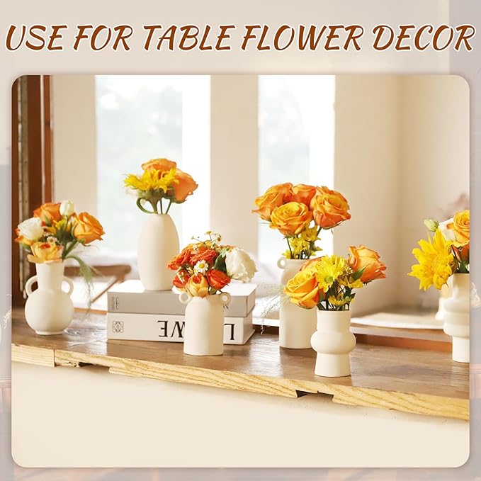 Ceramic Vase for Decor, White Boho Ceramic Vase in Bulk Small Boho Vases Set for Home Modern Minimalist Farmhouse Decoration White Bud Vases for Shelf Decor, Table, Bookshelf (Set of 9)-VerdiqueGarden