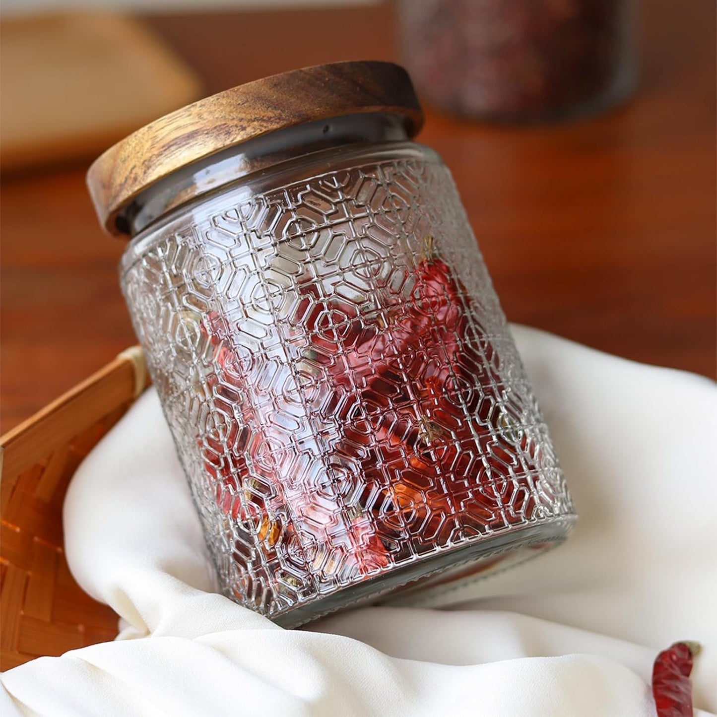 24oz Vintage Glass Canister With Lid Small Glass Jars Wide Mouth Mason Jars Airtight Coffee Canisters Kitchen Storage Containers For Sugar Tea Spice Flour Candy Cookie Cereal Cute Decorative-VerdiqueGarden