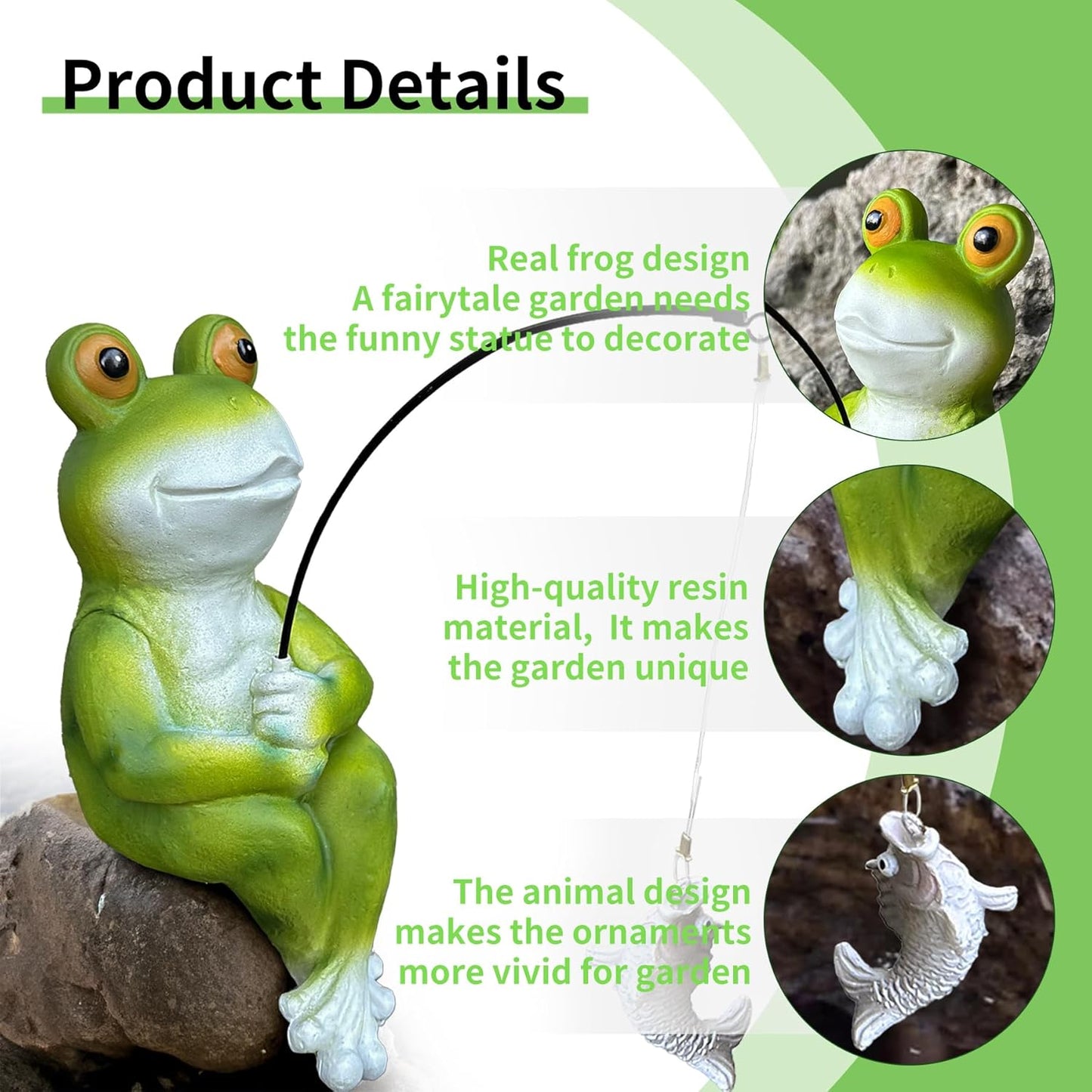 9.5" Fishing Frog Statue, Whimsical Lawn Yard Art, Funny Garden Pond Fisherman Sculpture, Resin Animal Decorative Figurine, Ideal for Frog Lovers-VerdiqueGarden