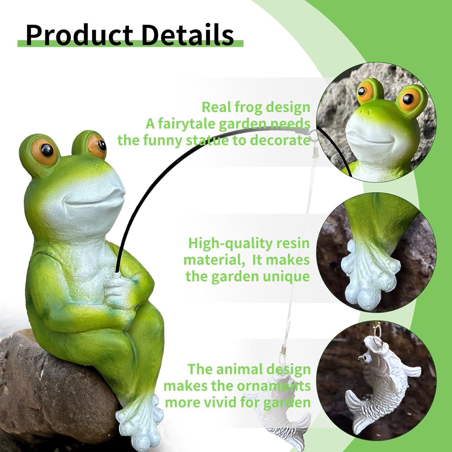 9.5" Fishing Frog Statue, Whimsical Lawn Yard Art, Funny Garden Pond Fisherman Sculpture, Resin Animal Decorative Figurine, Ideal for Frog Lovers-VerdiqueGarden