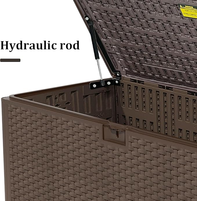 180 Pro Gallon Deck Box,Outdoor Storage Box Lockable,Waterproof for Patio Furniture, Garden Tools, Pool Accessories, Package Delivery Boxes For Outside, Brown-VerdiqueGarden