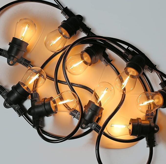 15 Pack S14 LED String Light Bulbs, 1W Shatterproof & Waterproof Outdoor Indoor Replacement Bulbs, E26 Base Edison LED Light Bulbs Warm White 2200K. (S14 15Pack)-VerdiqueGarden