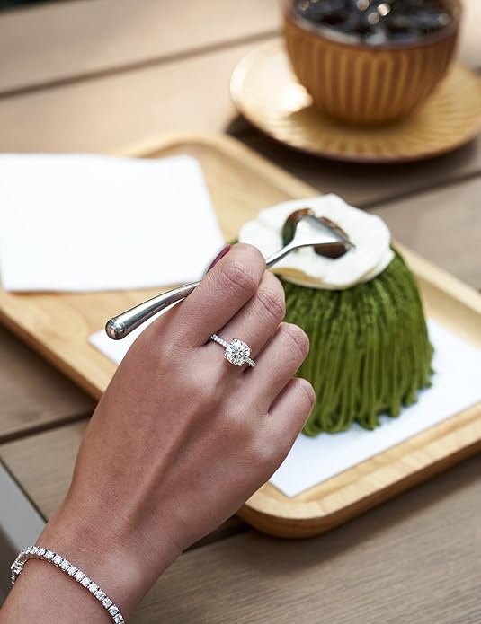 IMOLOVE Solitaire Moissanite Engagement Ring, 1CT D Color VVS1 Clarity, 925 Sterling Silver with 18K White Gold Plated, Ideal Gift for Women