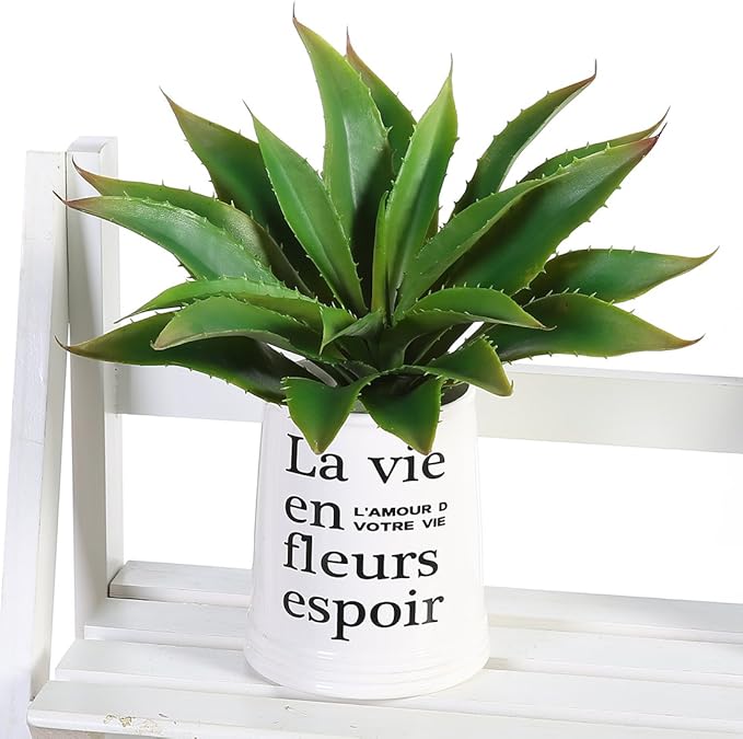 JUSTOYOU Large 12.5" Artificial Succulents Aloe Plants Real Touch Fake Flowers Unpotted for Home Wedding Festival Arrangement (1, Green)-VerdiqueGarden