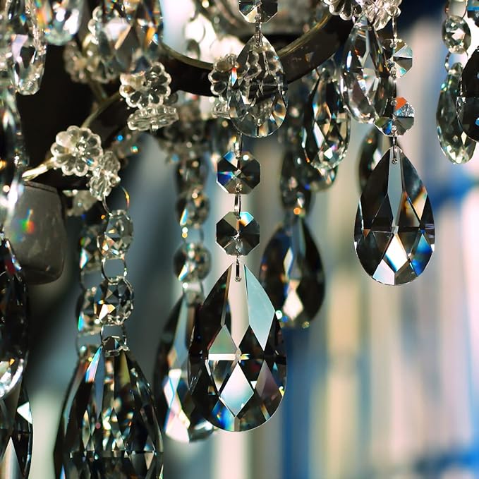 1ft 8pcs Teardrop Crystals Garland, Hanging Chandelier Crystals Prism Beads Chain for Wedding Home Decoration Clear GOLDENHAITAI-VerdiqueGarden