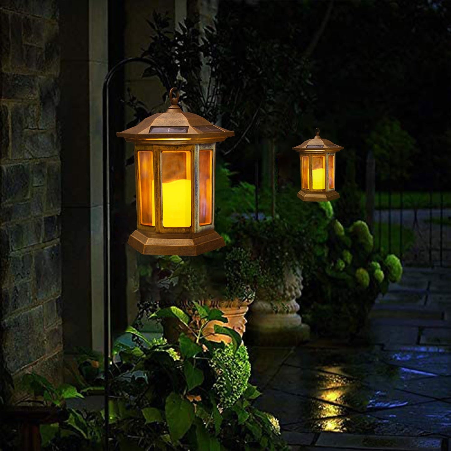 Solar Lantern Outdoor, Outdoor Hanging Candle Lanterns LED Lights - PVC Waterproof Solar Lights Decorative Lantern Lights for Table,Outdoor,Party…-VerdiqueGarden