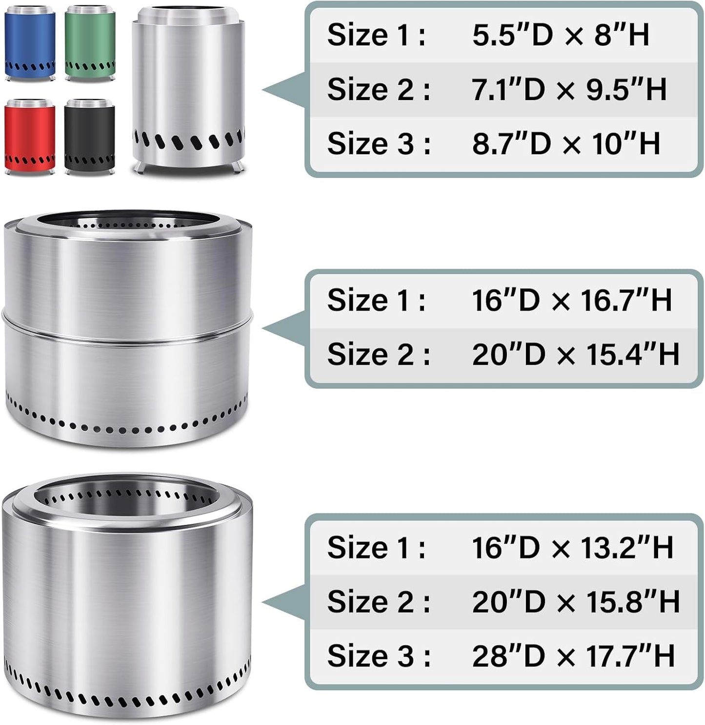 HGD 9.8 x 8.7 in Small Tabletop Fire Pit, Portable Mini Smokeless Table Top Firepit, Low Smoke Camping Stove for Outdoor & Patio, Fueled by Pellets or Wood, with Travel Bag, Stainless Steel, Silver-VerdiqueGarden