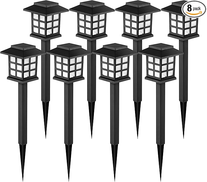 GIGALUMI Solar Outdoor Lights，8 Pack LED Solar Lights Outdoor Waterproof, Solar Walkway Lights Maintain 10 Hours of Lighting for Your Garden, Landscape, Path, Yard, Patio, Driveway-VerdiqueGarden
