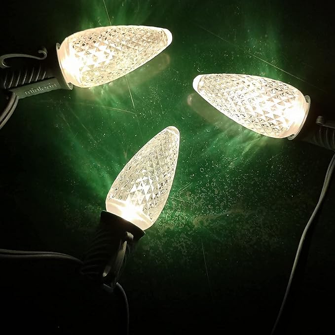 UL IP65 Set of 25 E17 C9 Sun Warm White Led Christmas Lights Replacement Bulbs, Waterproof Dimmable Colored Bulb for Christmas Decoration, Commercial Grade C9 LED Lights(Sun Warm White)-VerdiqueGarden