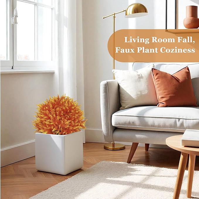 24" Artificial Cedar Topiary Ball Bushes, Set of 2 UV Resistant Fake Trees Outdoor Shrubs with Stake, Weatherproof Faux Plants for Planter, Front Porch, Garden, Yard, Patio Fall Decor-VerdiqueGarden