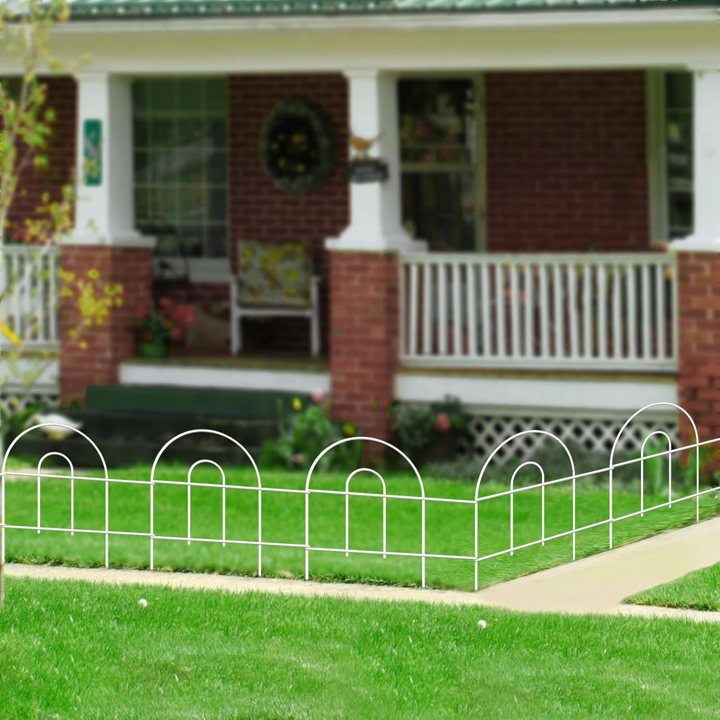Decorative White Garden Fence Border 18in X50ft Outdoor Metal Wire Garden Fencing Flower Bed Folding Fences Panel Patio Edging Landscape for Yard-VerdiqueGarden