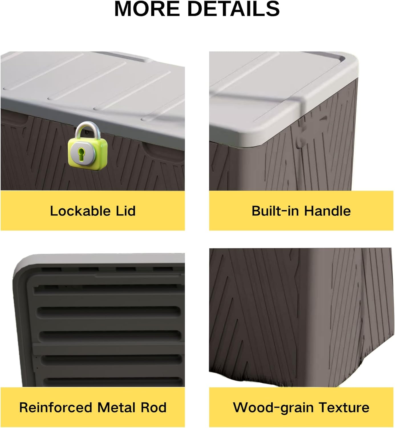 Kingdura 110 Gallon Outdoor Storage Box, Waterproof Resin Deck Box for Indoor and Outdoor Use, Lockable Storage Container for Patio Furniture Cushions Garden Tools (Coffee, 110 Gallon)-VerdiqueGarden