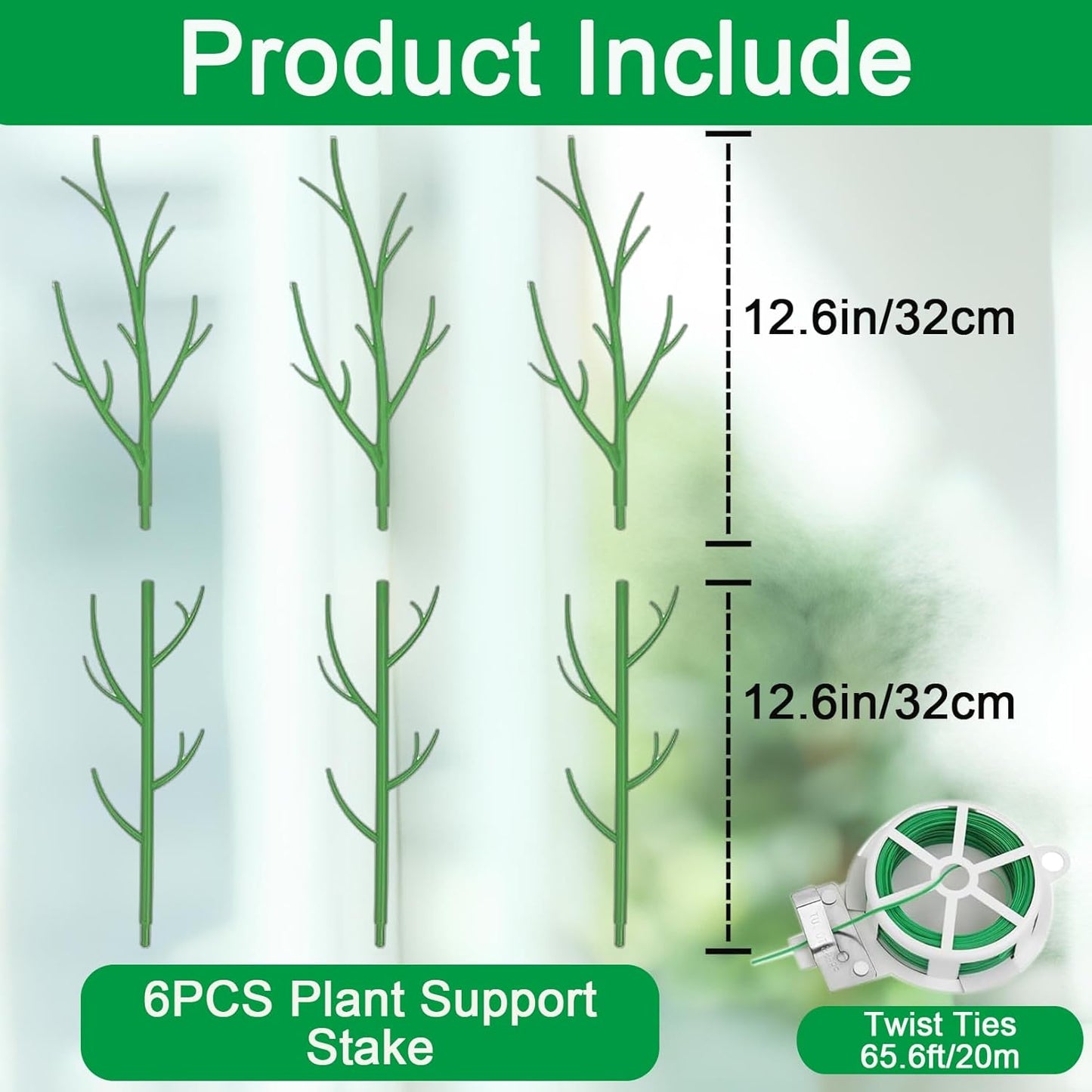 Orgrimmar 6 Pack Monstera Plant Support Stakes Adjustable Length with Green Ties for Indoor Outdoor Climbing Plants-VerdiqueGarden