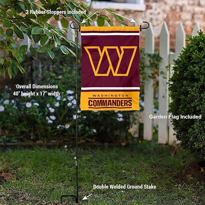 WinCraft Washington Commanders Garden Flag and Flagpole Mount-VerdiqueGarden
