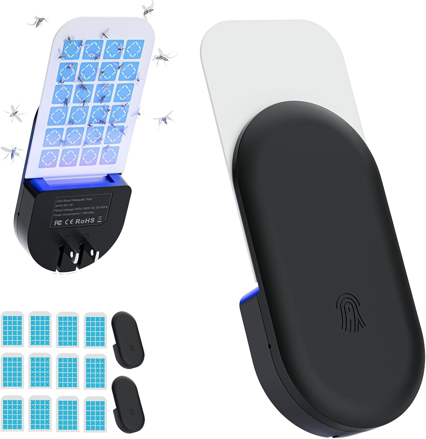 Flying Insect Trap, 2 in 1 Indoor Plug-in Fruit Fly Trap, 2 Trap Black and 12 Glue Cards, Fruit Fly Traps for Gnat, Moth, Mosquito, Suitable for Every Part of The Home-VerdiqueGarden