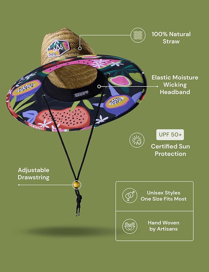 Straw Hat for Men & Women | Lifeguard Hat, Beach Hat & Sun Hat | UPF 50+ Wide Brim for Sun Protection | One Size | Hemlock-VerdiqueGarden