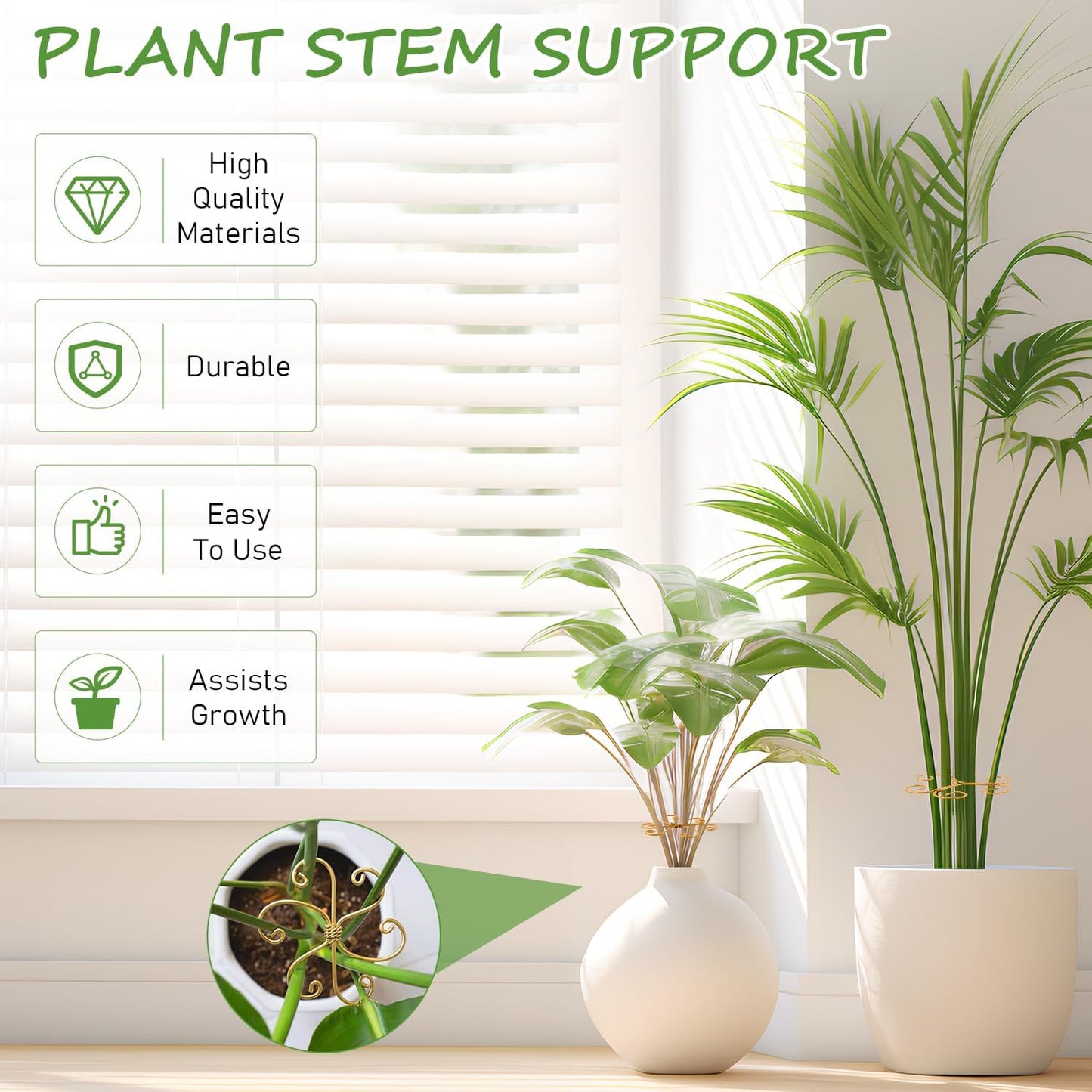 4-Pack Plant Stem Support, Plant Stabilizer for Indoor Plants, Monstera Plant Support System, Plant Stem Holder for Fixing Green Plants and Vines (A)-VerdiqueGarden