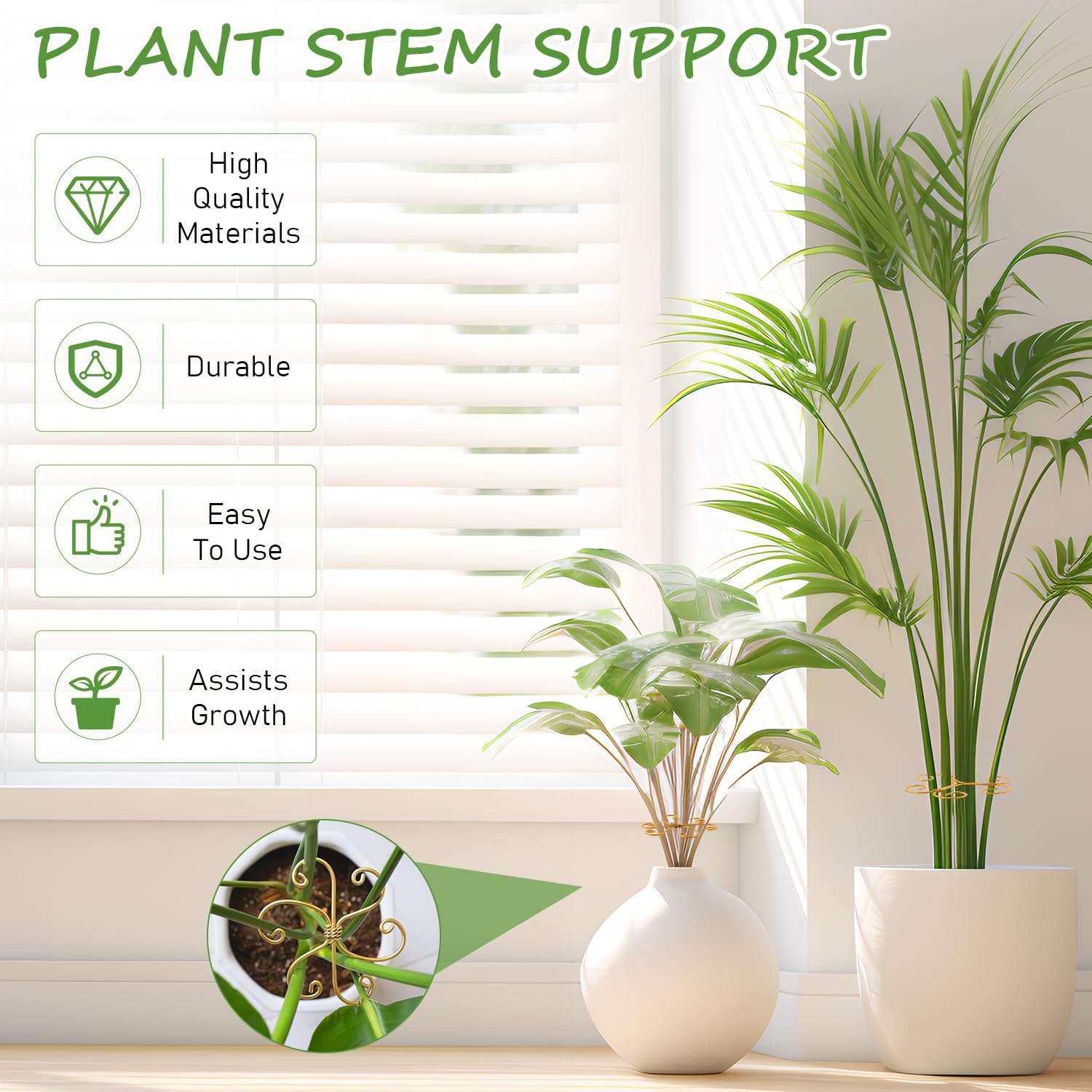 4-Pack Plant Stem Support, Plant Stabilizer for Indoor Plants, Monstera Plant Support System, Plant Stem Holder for Fixing Green Plants and Vines (A)-VerdiqueGarden