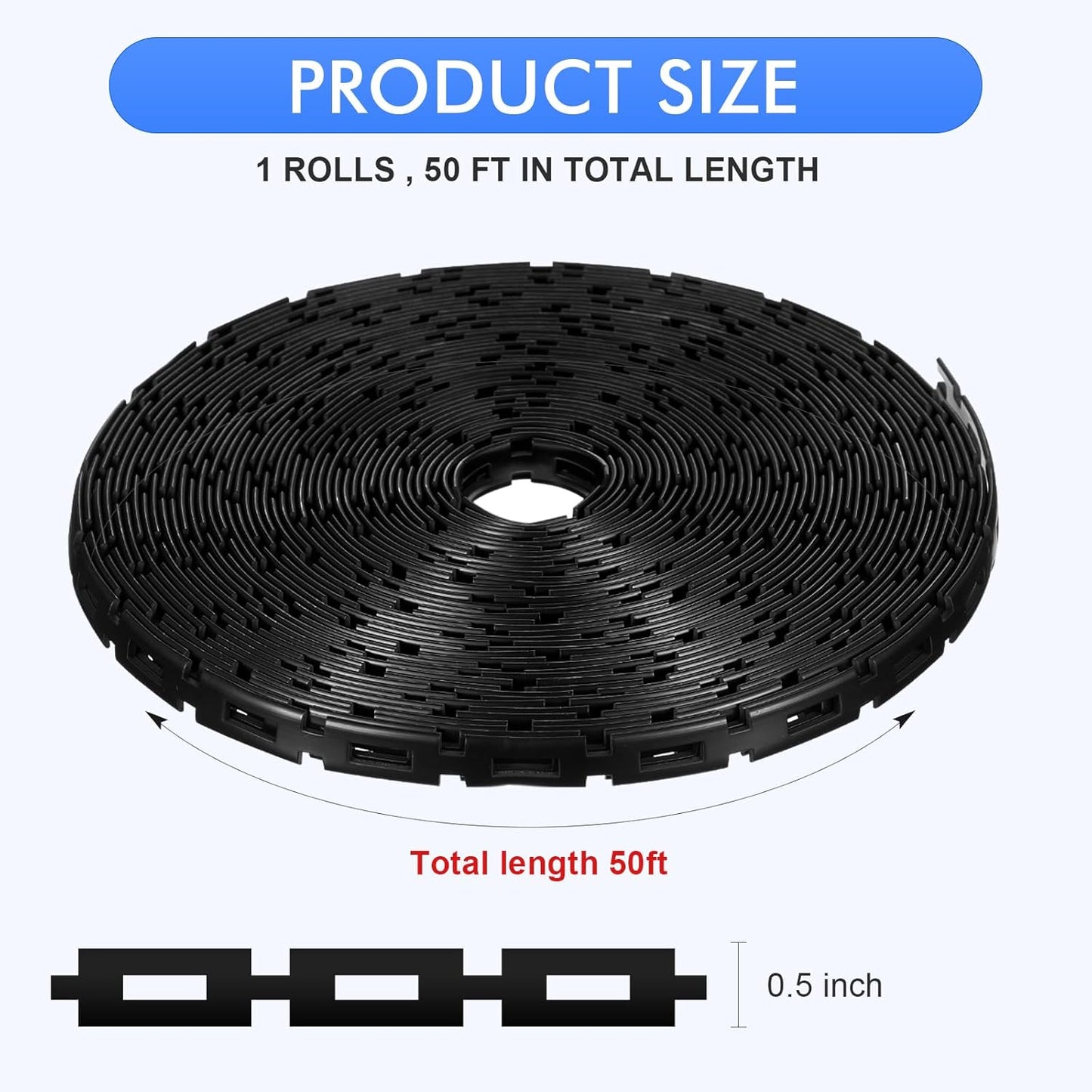 Wesiti 50 ft Plastic Chain Lock Tree Tie 1/2 Inch Wide Adjustable Tree Support Straps Plant String Swing Strap Flexible Reusable Ties for Staking for Garden Accessories-VerdiqueGarden