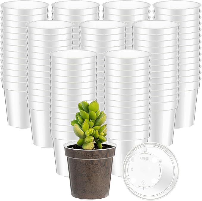 Yaomiao 200 Pcs 2 Inch Clear Mini Plastic Plant Pot Nursery Seedling Pots Seed Starter with Drainage Holes for Indoor Outdoor Garden Succulent Plants Cuttings Transplanting-VerdiqueGarden