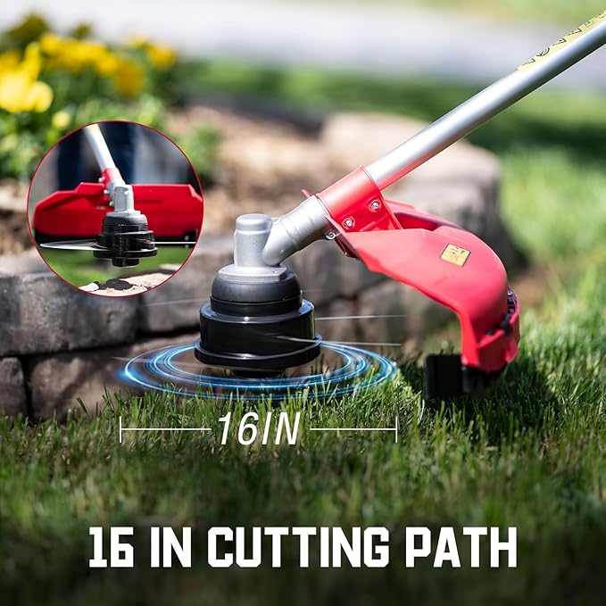 PowerSmart 21-Inch 144cc Gas Push Lawn Mower & 16-Inch 25.4cc String Trimmer/Edger with 10-Inch Brush Cutter for Grass Cutting-VerdiqueGarden