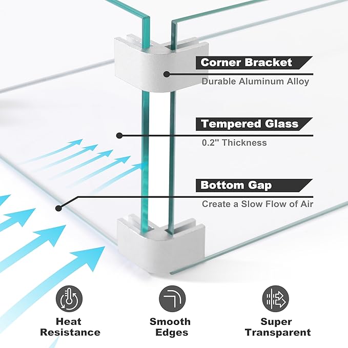 Nuu Garden 43'' Patio Propane Fire Pit Table, 50,000 BTU Gas Fire Pit with Marble-Textured Glass Top, Wind Guard, Lid, Glass Beads, CSA-Certified, 2-in-1 Outdoor Table for Gatherings, Ivory White-VerdiqueGarden