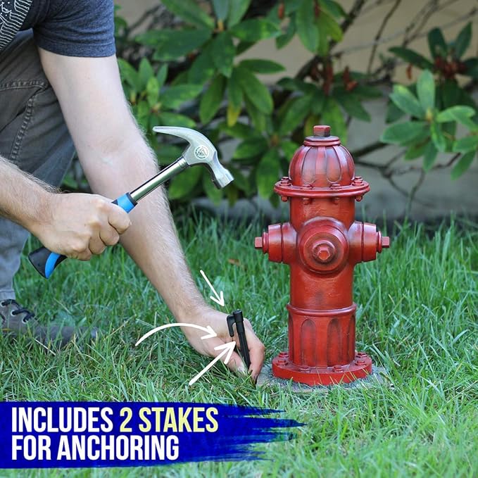 Dog Fire Hydrant Garden Statue with 2 Stakes, 14 Inches (Small)-VerdiqueGarden