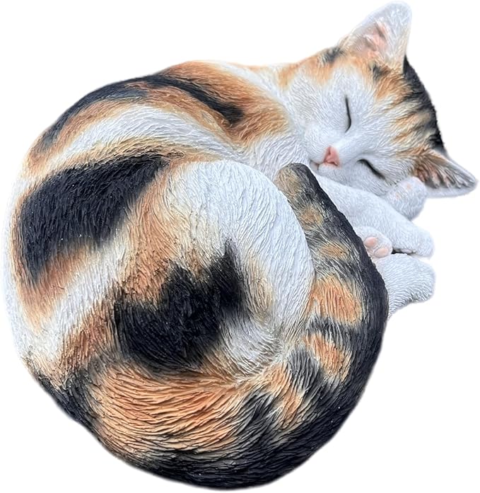 Hi-Line Gift Ltd. Sleeping Calico Cat Garden Statue-VerdiqueGarden