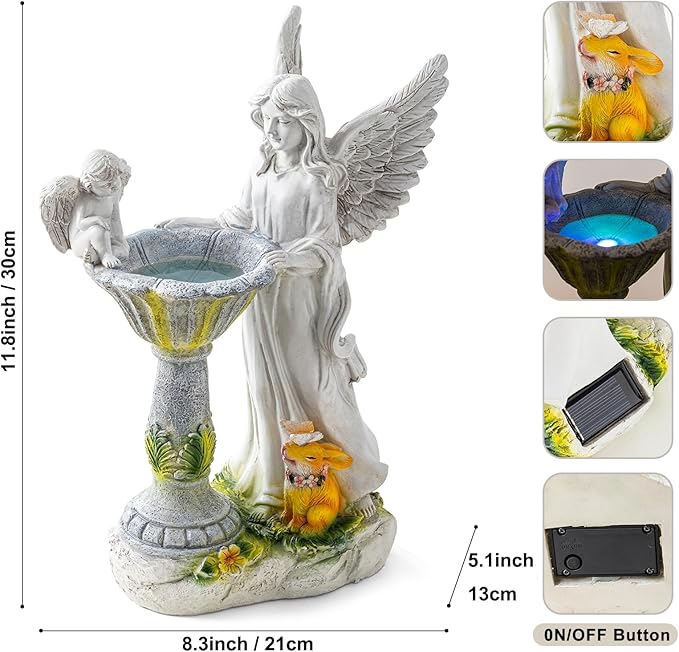 Solar Garden Statues-Angel Outdoor Statues with Color Changing Lights,Garden Sculptures & Statues,Resin Garden Statues Outdoor Clearance for Garden Decor-VerdiqueGarden