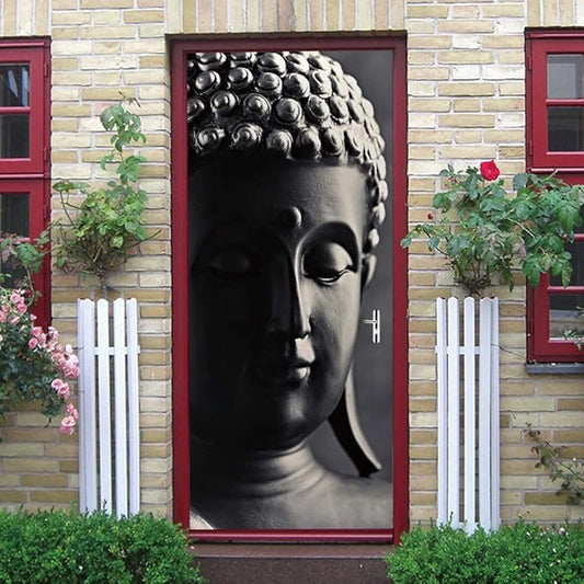 3D Door Stickers - Buddha Statue - Peel & Stick Wallpaper - Self-Adhesive Decals - Removable PVC - Waterproof - Bedroom/Living Room - 37.4" x 78.7"-VerdiqueGarden